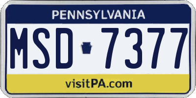 PA license plate MSD7377