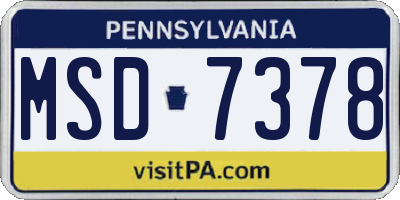 PA license plate MSD7378