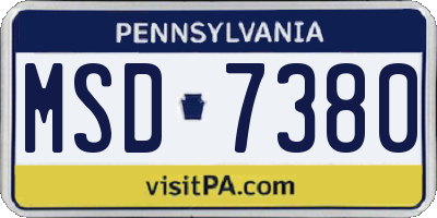 PA license plate MSD7380