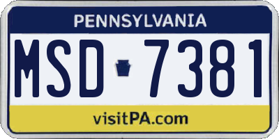 PA license plate MSD7381