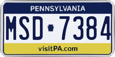 PA license plate MSD7384
