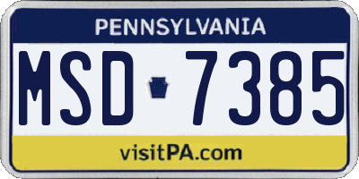 PA license plate MSD7385