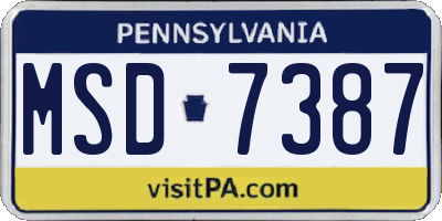 PA license plate MSD7387