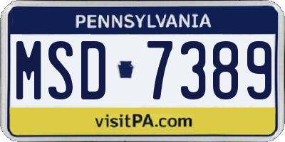 PA license plate MSD7389