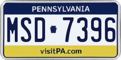 PA license plate MSD7396