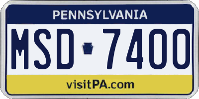 PA license plate MSD7400