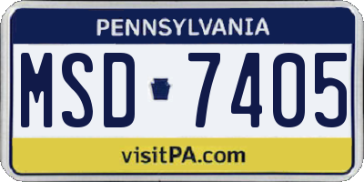 PA license plate MSD7405