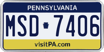 PA license plate MSD7406