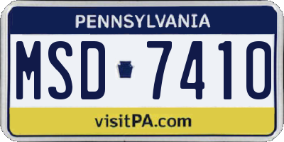 PA license plate MSD7410