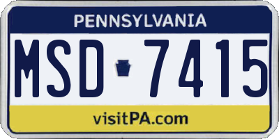 PA license plate MSD7415