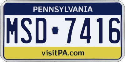 PA license plate MSD7416