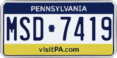 PA license plate MSD7419