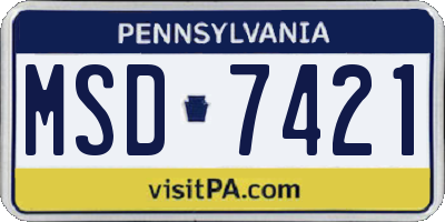 PA license plate MSD7421