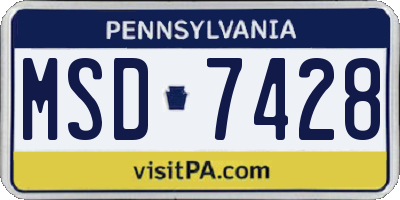 PA license plate MSD7428