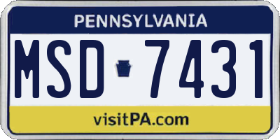 PA license plate MSD7431