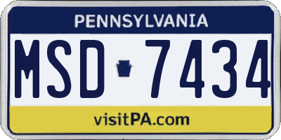 PA license plate MSD7434