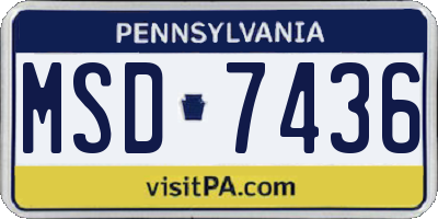 PA license plate MSD7436