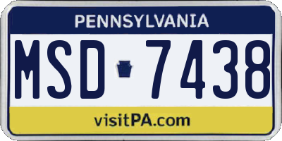 PA license plate MSD7438