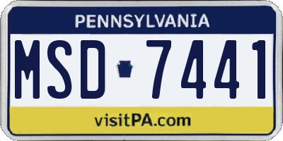 PA license plate MSD7441