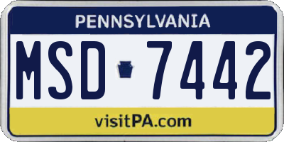 PA license plate MSD7442