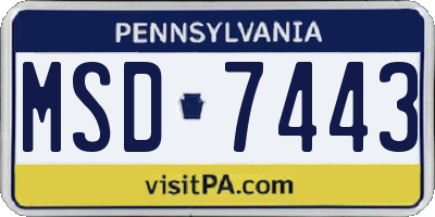 PA license plate MSD7443