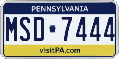 PA license plate MSD7444