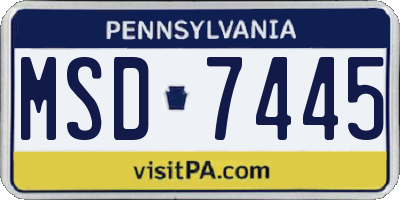 PA license plate MSD7445