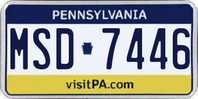PA license plate MSD7446