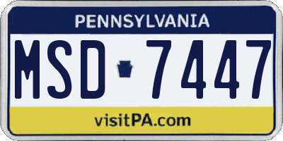 PA license plate MSD7447