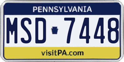 PA license plate MSD7448