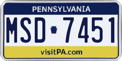 PA license plate MSD7451