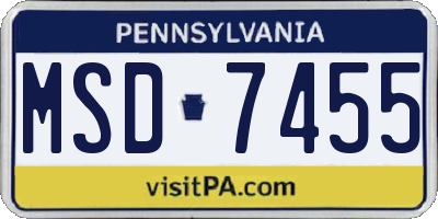 PA license plate MSD7455