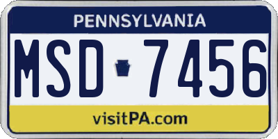 PA license plate MSD7456