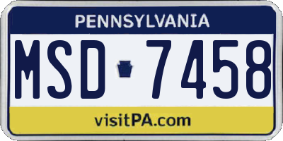 PA license plate MSD7458