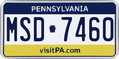 PA license plate MSD7460
