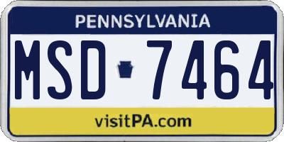 PA license plate MSD7464