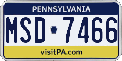 PA license plate MSD7466