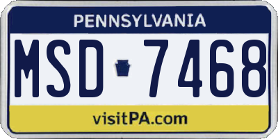 PA license plate MSD7468