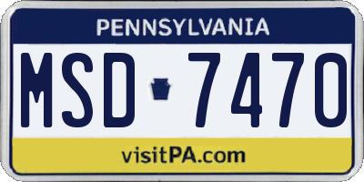 PA license plate MSD7470