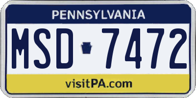 PA license plate MSD7472