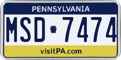 PA license plate MSD7474