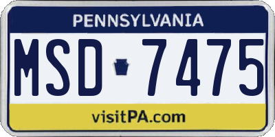 PA license plate MSD7475