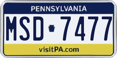 PA license plate MSD7477