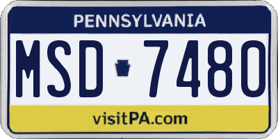 PA license plate MSD7480