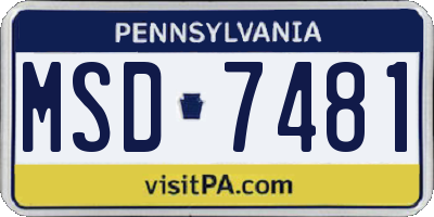 PA license plate MSD7481