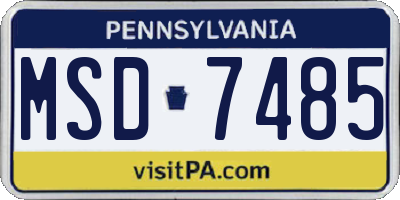 PA license plate MSD7485
