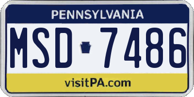 PA license plate MSD7486