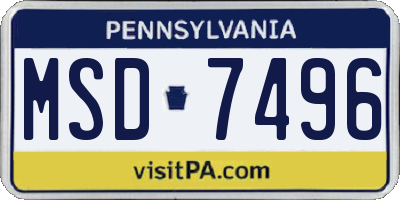 PA license plate MSD7496