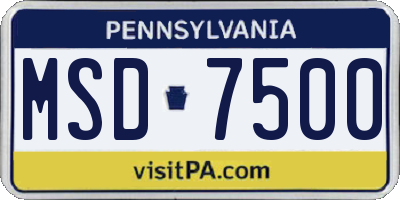 PA license plate MSD7500