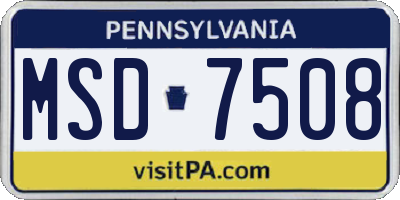 PA license plate MSD7508